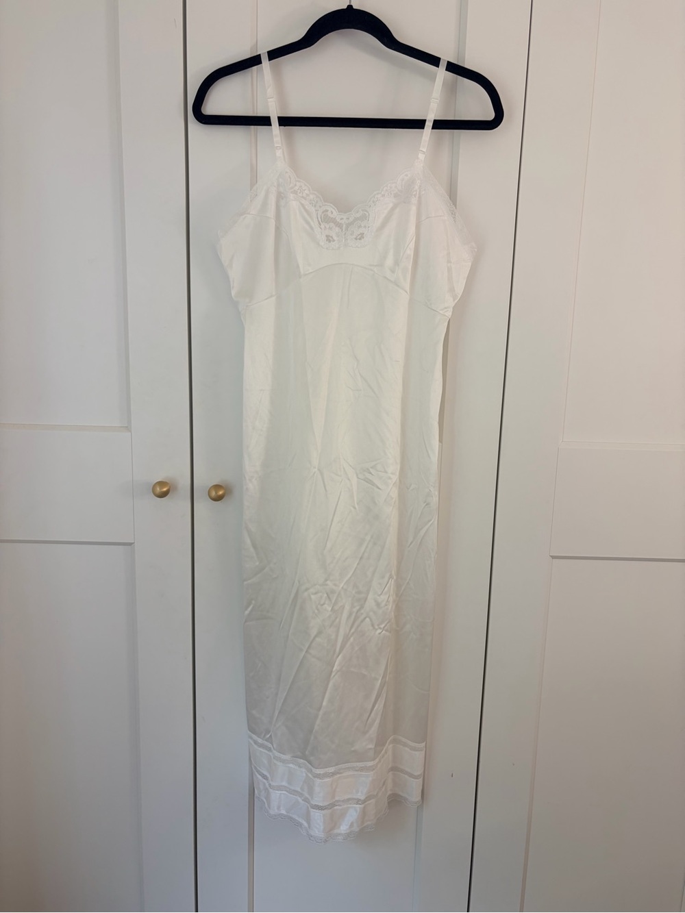 White Vintage Nylon Lace-Trim Slip Dress - Women Intimates & Sleepwear | 36